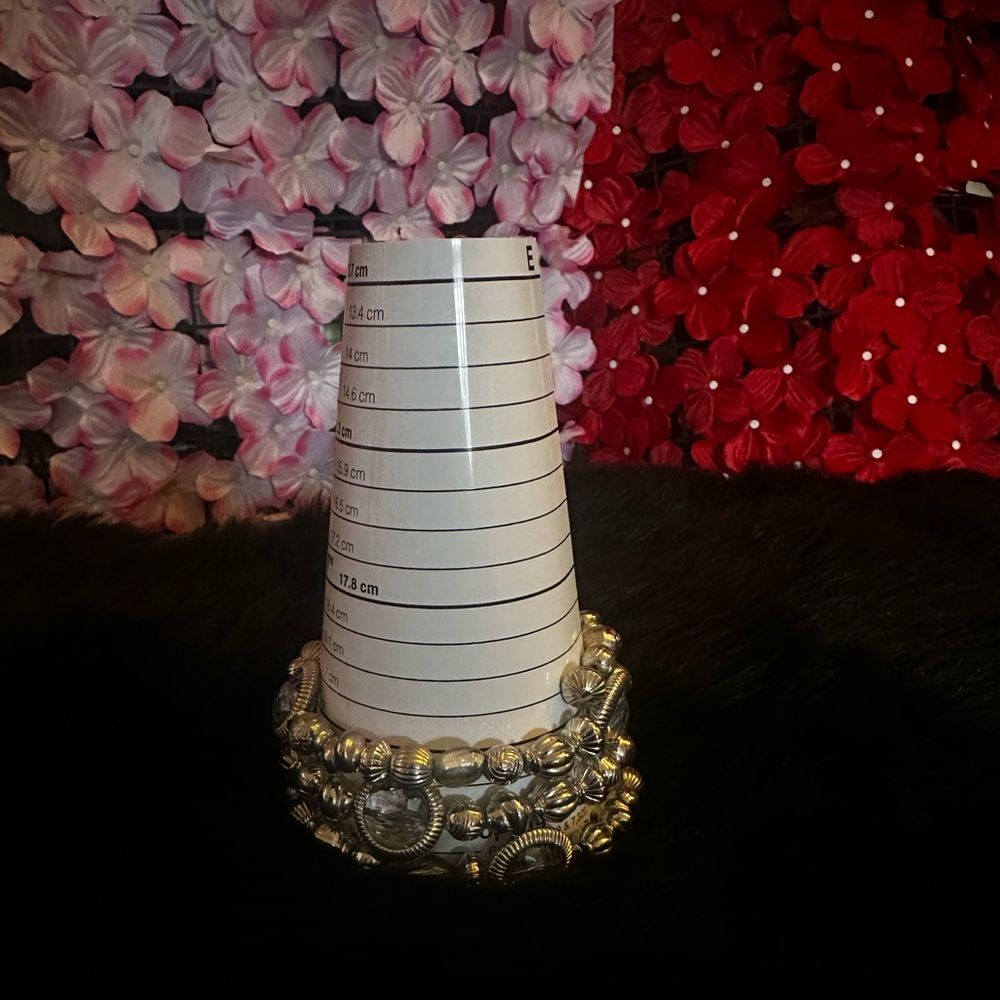 Vintage Silver Toned Wrap Beaded crystal Bracelet - Picture 6 of 6